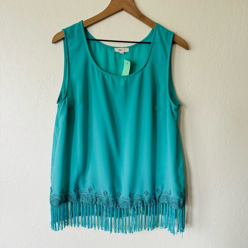 Mine Too | blue embroidered tank